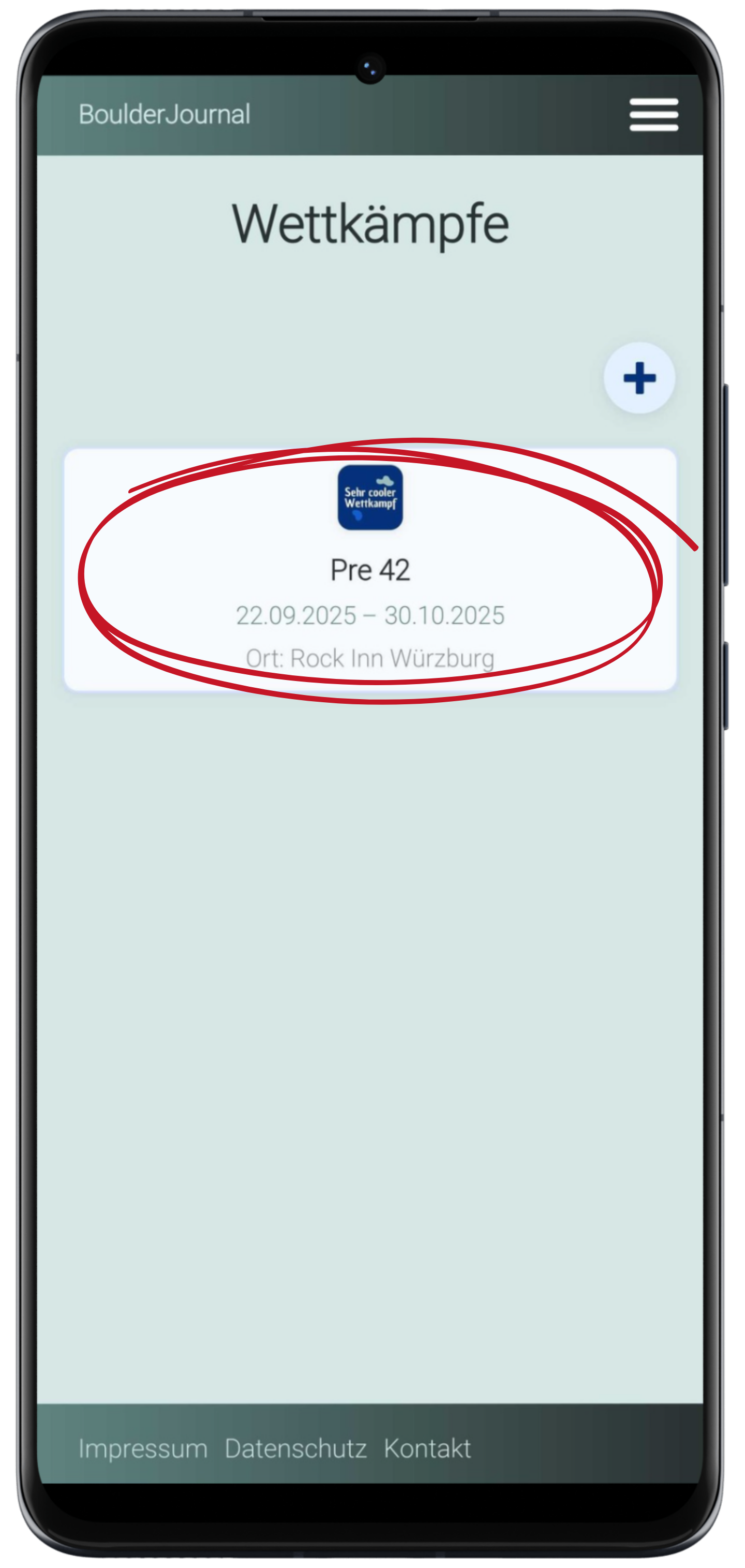 Liste aller Wettkämpfe in Boulderjournal